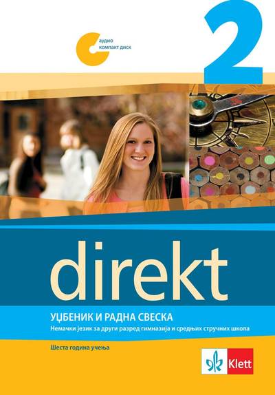 Nov udžbenik Direkt 2, udzbenik i radna sveska Klett autor Đorđo Mota, Leonora Rakićević, Olga Vomčaki, Vesna Nikolovski