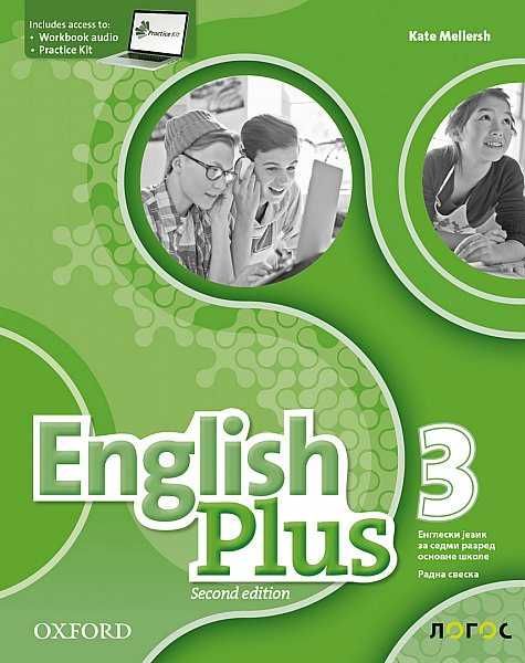 Polovni udžbenik Engleski jezik 7 - Radna sveska - English plus 3 second edition Logos autor Kate Mellersh