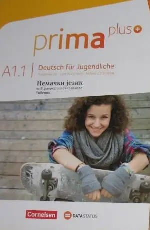 Polovni udžbenik Nemački jezik 5 - Prima plus A1.1 - Udžbenik Data Status autor Frederike Jin, Lutz Rohrmann, Milena Zbrankova