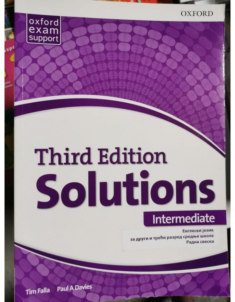 Nov udžbenik Solution Intermediate, radna sveska - Third edition Oxford autor Paul A Davies, Tim Falla