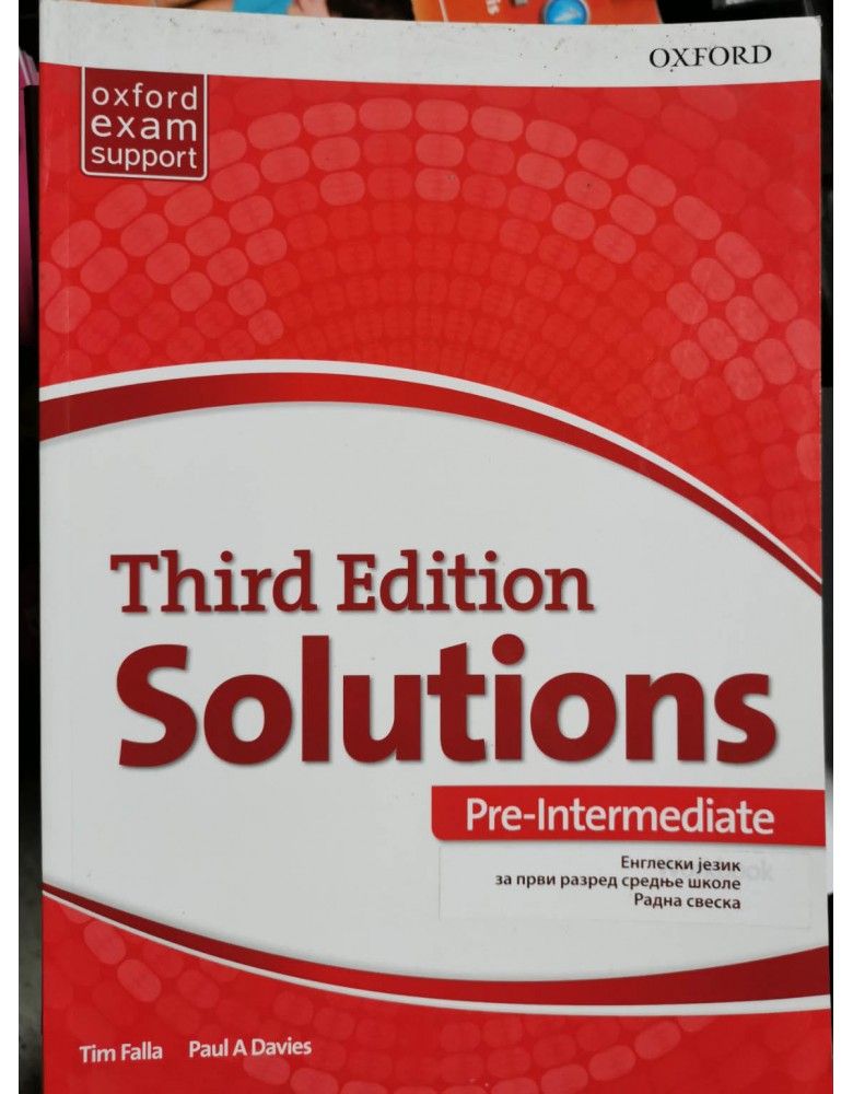 Nov udžbenik Solution Pre-Intermediate, radna sveska - Third edition Oxford autor Paul A Davies, Tim Falla