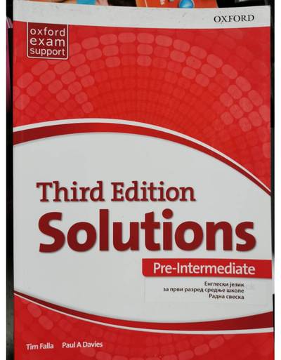 Nov udžbenik Solution Pre-Intermediate, radna sveska - Third edition Oxford autor Paul A Davies, Tim Falla