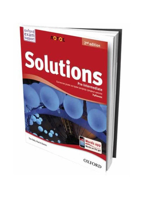 Nov udžbenik Solutions 2nd Edition PreIntermediate - udžbenik za prvi razred srednje škole Oxford autor Paul A Davies, Tim Falla